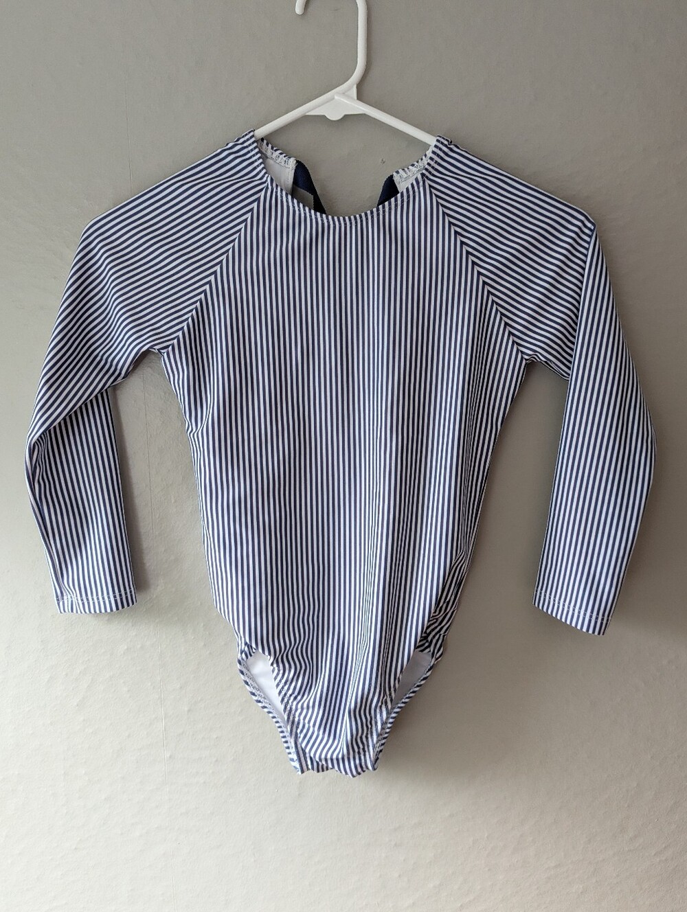 Minnow Harbor Stripd Long-Sleeve One-Piece Swimsuit 7/8T